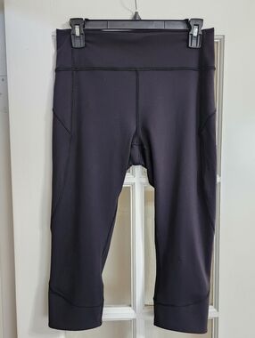 Lululemon Pace Rival Crop Leggings Black Size 10 High Rise Pockets
